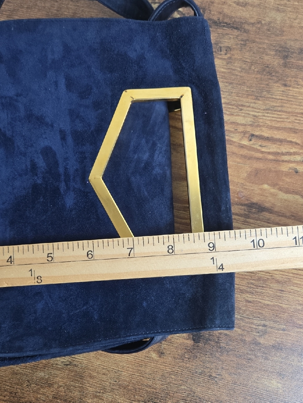 Vintage Salvatore Ferragamo Blue Suede Shoulder Bag with Gold Accent Euro Boho - Picture 11 of 12